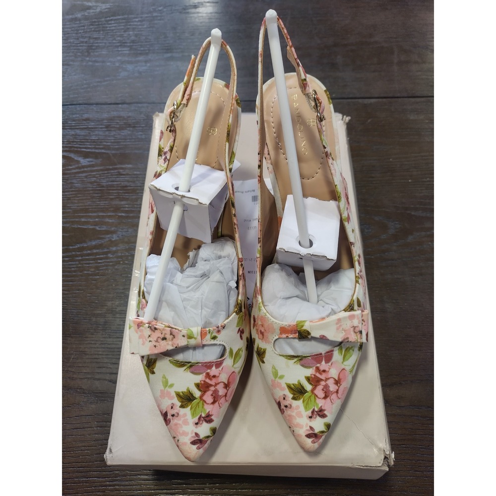 Bandolino Gelli Pink Floral Slingback Pumps Bow Pointed Toe Heels Womens 8.5 M